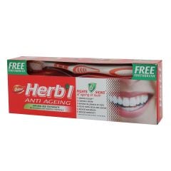 Dabur Herbal Anti Ageing Natural Red Toothpaste With Free Toothbrush