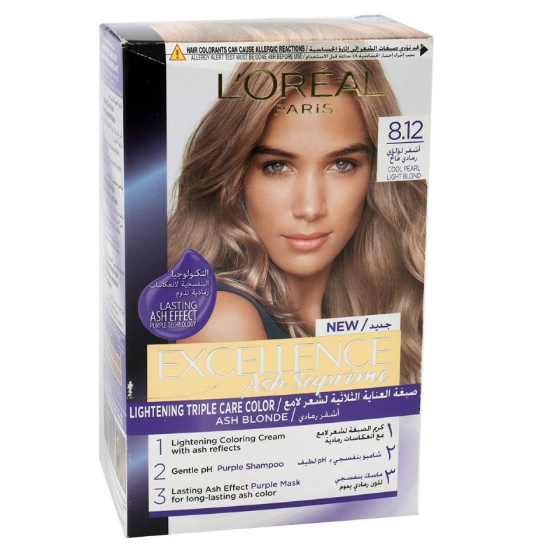 L'Oreal Paris Excellence Ash Supreme 8.12 Cool Pearl Light Blond Hair ...