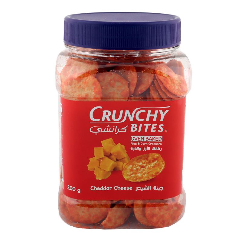 Crunchy Bites Cheddar Cheese Oven Baked Rice & Corn Crackers 100g ...