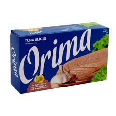 Orima Tuna Slices In Sunflower Oil With Garlic And Black Pepper 100g
