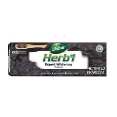 Dabur Herbal Expert Whitening Activated Charcoal Toothpaste 150g with Free Bamboo Toothbrush
